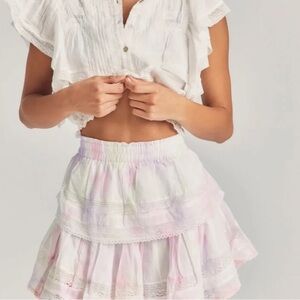 Loveshackfancy tie dye mini skirt